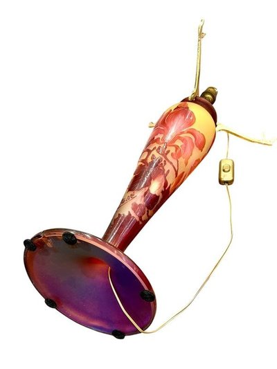 Lampada a fungo grande in stile Art Nouveau "Magnolias" di Emile Gallé