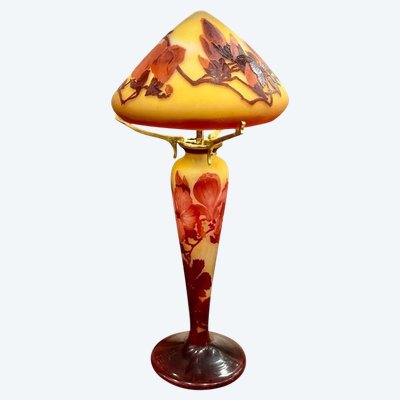 Lampada a fungo grande in stile Art Nouveau "Magnolias" di Emile Gallé