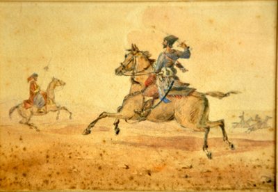 Scene equestri orientaliste Coppia di acquerelli