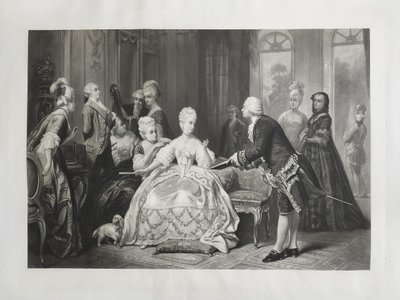 Marie-antoinette And Gluck At Trianon Large Antique Engraving 19th Century Etching Old Print
