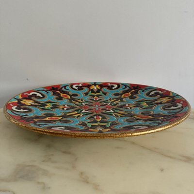 Longwy Arabesque enamel dish created by P. Mignon
