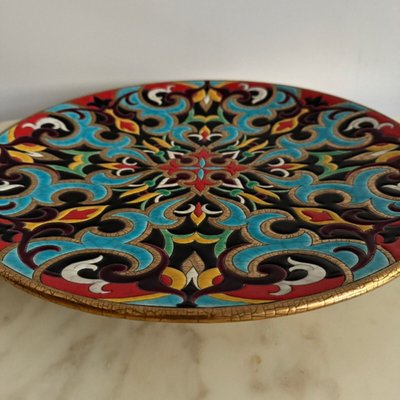 Longwy Arabesque enamel dish created by P. Mignon