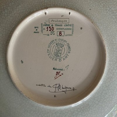 Longwy Arabesque enamel dish created by P. Mignon