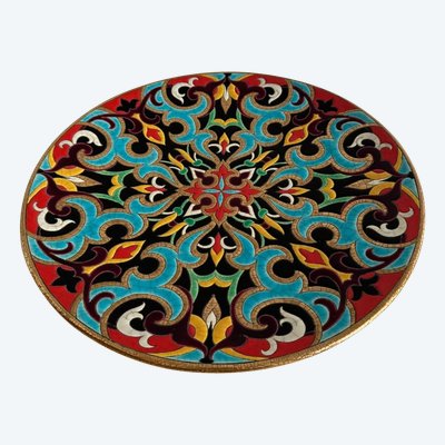 Longwy Arabesque enamel dish created by P. Mignon