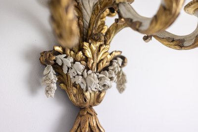 Pair of Louis XVI style sconces in gilded and lacquered wood. Circa 1900. LS5266457U