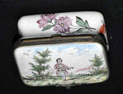 Pair De Boîtes à Tabac Faïence Signées époque XVIIIe