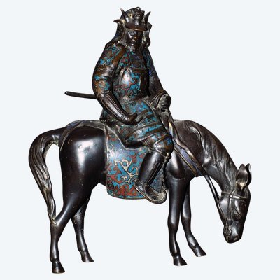 Samouraï En Bronze Cloisonné Fin XIXe Siècle