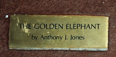 Bronze elephant on wooden base 20th century signed