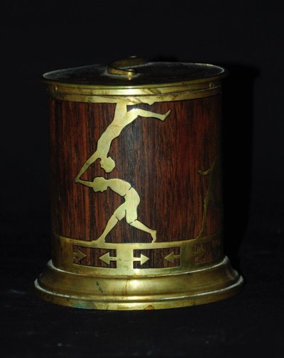 Art Deco Tabakbehälter In Bronze Und Palisander Intarsien Circa 1920