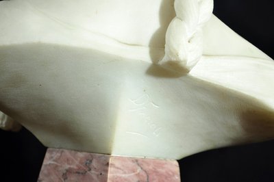 Sculpture Carrara Marble Direct Cut Signed Attilio Fagioli Early 20th Century Marble Base