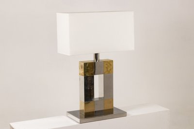 Geometric lamp in silvered and gilded metal. Circa 1970. LS5792407U