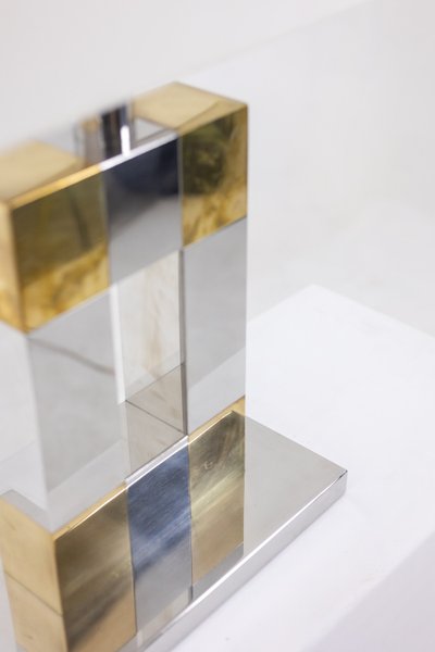 Geometric lamp in silvered and gilded metal. Circa 1970. LS5792407U