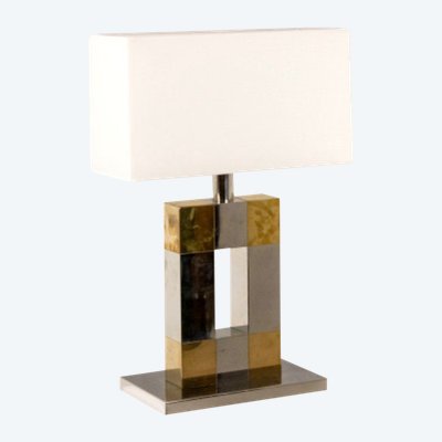 Geometric lamp in silvered and gilded metal. Circa 1970. LS5792407U