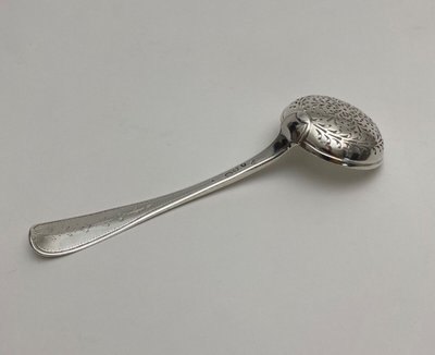 18th century silver sprinkling spoon, Farmers General hallmarks
