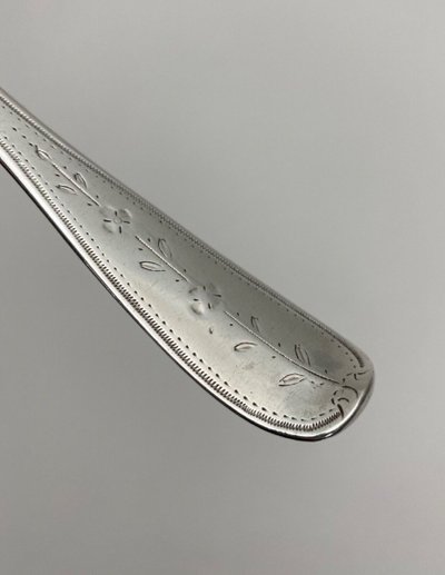 18th century silver sprinkling spoon, Farmers General hallmarks