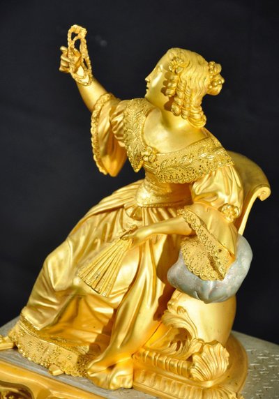 Madame De Sévigné XIXᵉ Gilded Bronze Leaf Clock