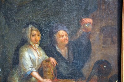 Öl Auf Leinwand "test De Grossesse" Circa 1670, signiert Biset