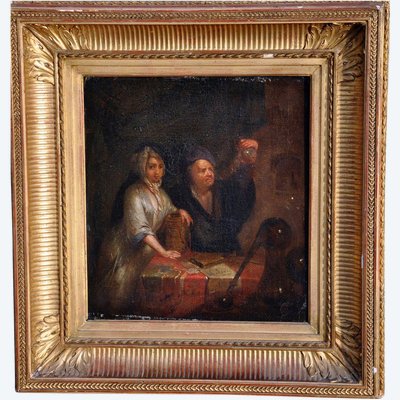 Öl Auf Leinwand "test De Grossesse" Circa 1670, signiert Biset