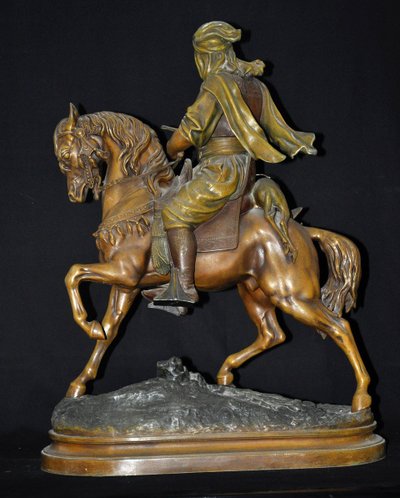 Cavaliere arabo del XIX secolo firmato Barye Fils & Guillaumin