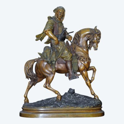 Cavaliere arabo del XIX secolo firmato Barye Fils & Guillaumin