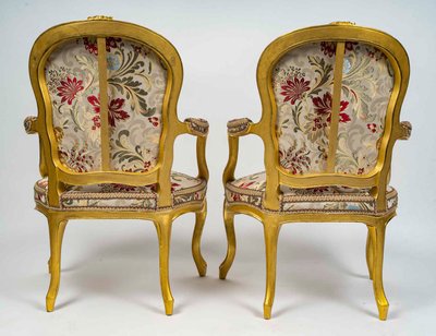 Georges Jacob reçu Maitre en 1765 Quatre fauteuils en bois doré d’époque Louis XV vers 1765-1770