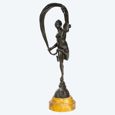 D’après Jean de Bologne (1529-1608) - La Fortune bronze ciselé à patine verte vers 1830-1850