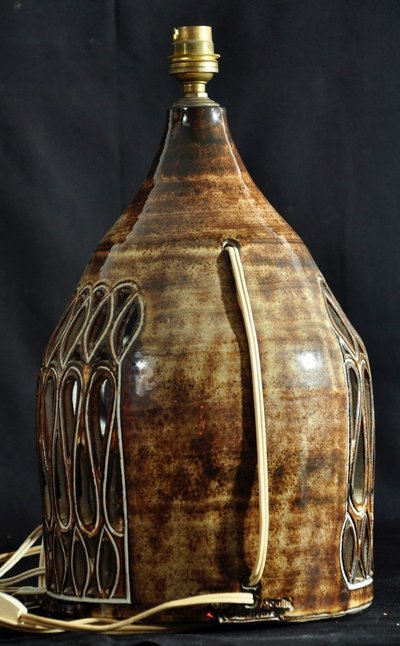 Lamp Stand Circa 1960 Signed Valoris & Le Vieux Moulin