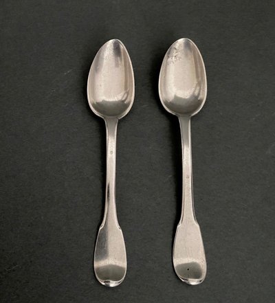Two small 18th century silver spoons with count's crown monogram
