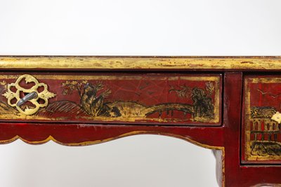 Scrivania piatta in stile Luigi XV decorata con scene lacustri. Circa 1800. LS60861809U
