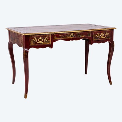 Scrivania piatta in stile Luigi XV decorata con scene lacustri. Circa 1800. LS60861809U