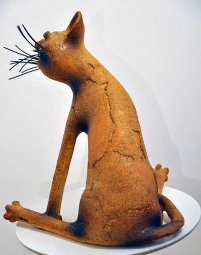Chat En Céramique Signé Atelier Palègre Circa 1970