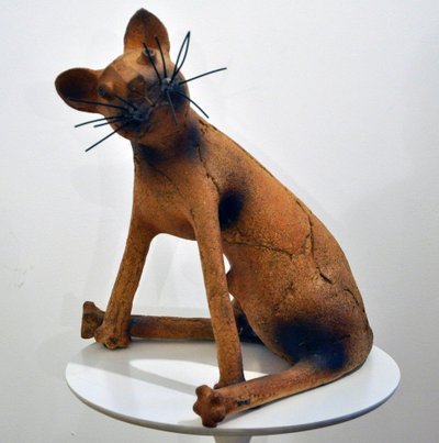 Chat En Céramique Signé Atelier Palègre Circa 1970