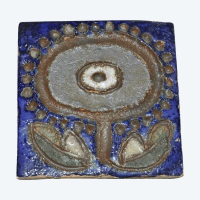 Enamelled ceramic tile Signed Les Argonautes Vallauris Circa 1960