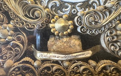 Tableau Reliquaire Avec Plaque émaillée De Saint Augustin - 18th century