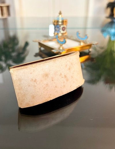 Inkwell, Pen Holder and Blotting Pad - Bronze with Cloisonné Enamels - Onyx Stone