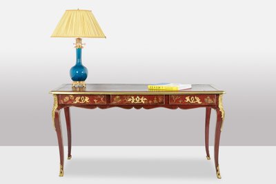 Scrivania piatta in stile Luigi XV decorata con scene lacustri. 1850 circa. LS61582509P