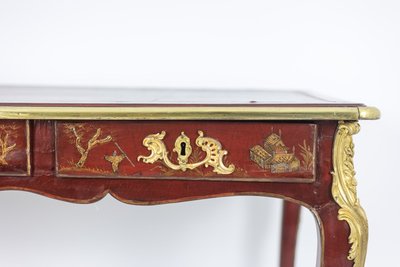 Scrivania piatta in stile Luigi XV decorata con scene lacustri. 1850 circa. LS61582509P