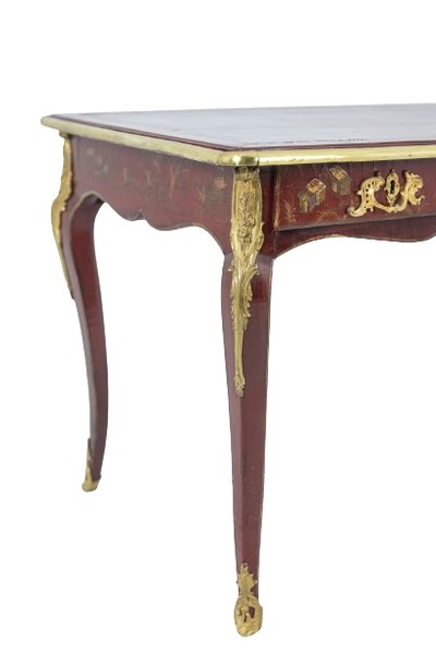 Scrivania piatta in stile Luigi XV decorata con scene lacustri. 1850 circa. LS61582509P