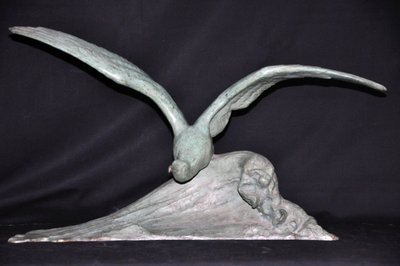 Gabbiano in bronzo Art Déco firmato Louis Fiot 1930 circa