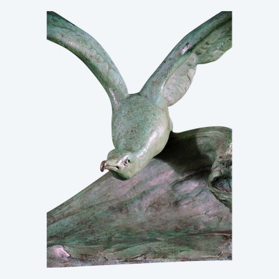 Gabbiano in bronzo Art Déco firmato Louis Fiot 1930 circa