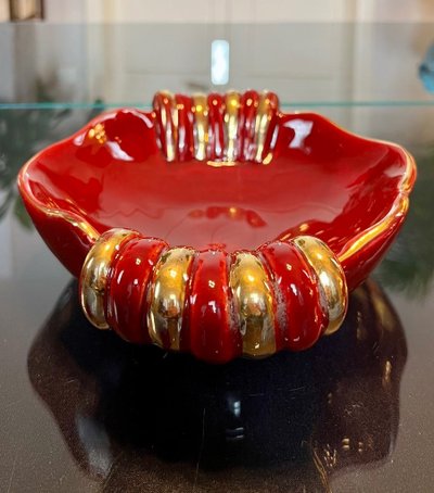 Earthenware Pocket Tray Enhanced with Fine Gold - Art Deco