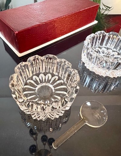 Art Deco Crystal Salt Cellars - Salt Pepper Condiments