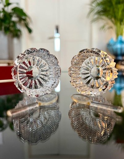 Art Deco Crystal Salt Cellars - Salt Pepper Condiments