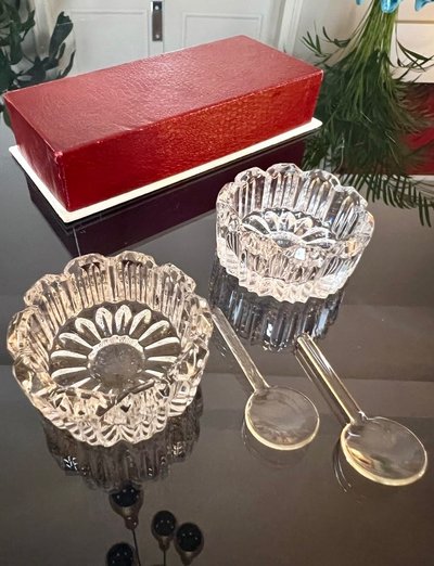 Art Deco Crystal Salt Cellars - Salt Pepper Condiments
