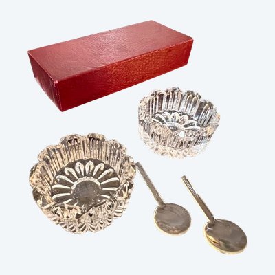 Art Deco Crystal Salt Cellars - Salt Pepper Condiments