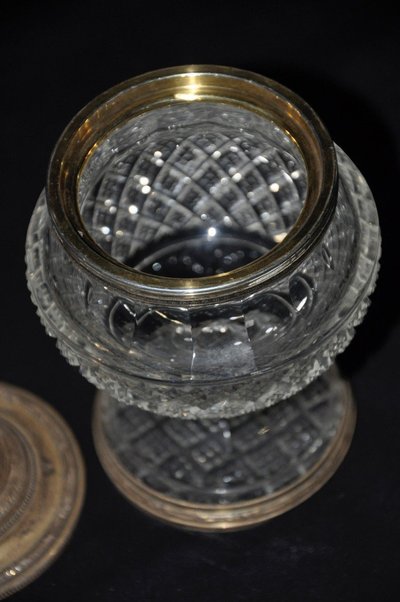 Vase en cristal Avec couvercle en vermeil XIXe Siècle
