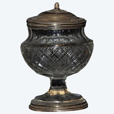 Vase en cristal Avec couvercle en vermeil XIXe Siècle