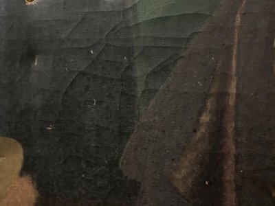 Olio su tela scena d'interno XVII secolo XIX secolo coppia di cortigiani