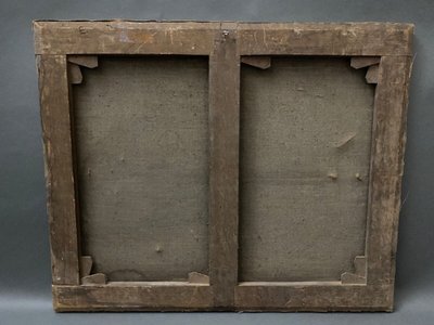 Olio su tela scena d'interno XVII secolo XIX secolo coppia di cortigiani