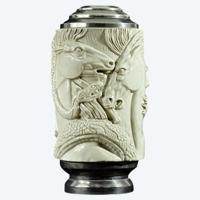 Ceramic vase/lamp base signed Gentil & Bourdet Art Deco